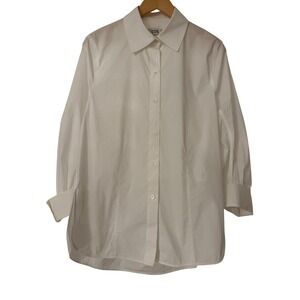 COS White Stretch Cotton Button Down Shirt Long Sleeve Blouse Womens Size 8